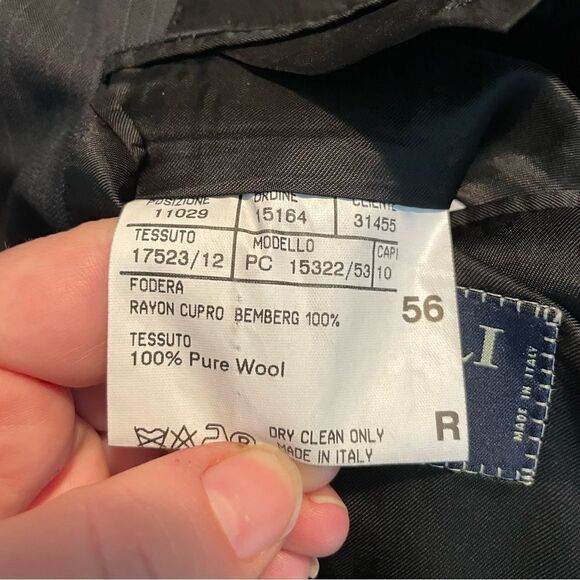 Canali charcoal pinstripe single‎ vent flat front suit 56R Italy 46R US 40X30 - Picture 10 of 10